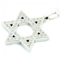 Sterling Silver Star David with CZ 19mm Pendants Jewelry